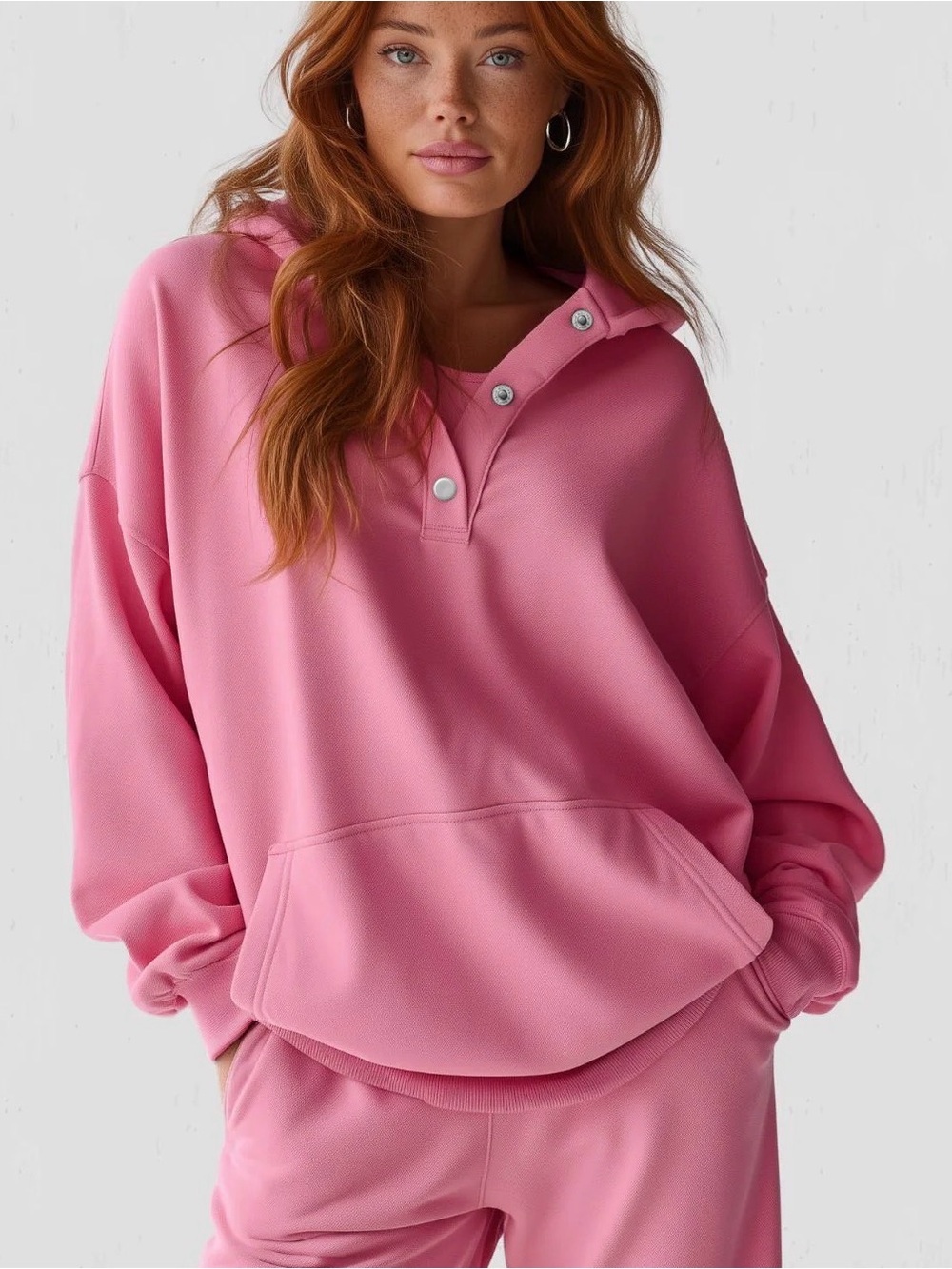 The Warmy Oversized Snap Fit Hoodie Peach Large NWT IN PACKAGE